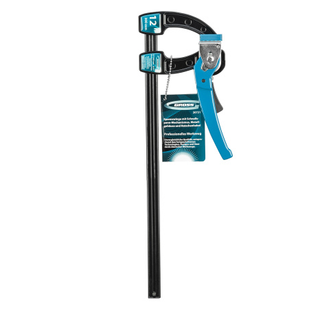 Струбцина реечная быстрозажимная 12, металлический корпус, рычажный храповой механизм, 300 мм Gross цена