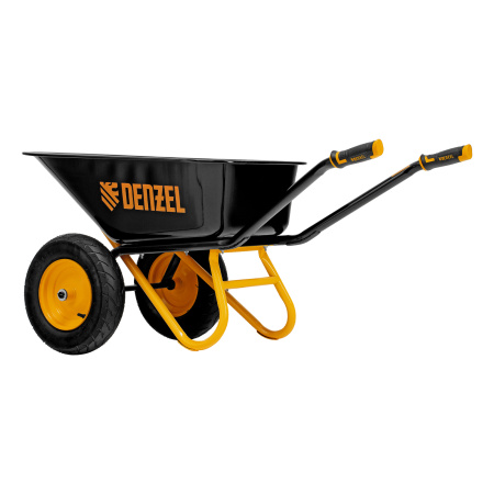 Тачка строительная, усиленная, объем 120 л, 350 кг, двухколесная, колесо 16х4.00-8 Denzel цена