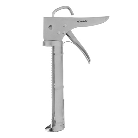 Пистолет для герметика, 310 мл, "полуоткрытый", хромированный, зубчатый шток 7 мм Matrix цена