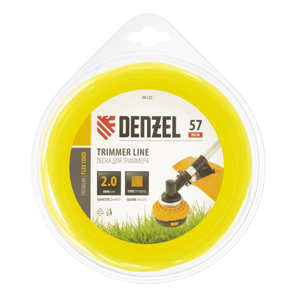 Леска для триммера, квадрат 2 мм х 57 м, блистер Flex cord Denzel цена