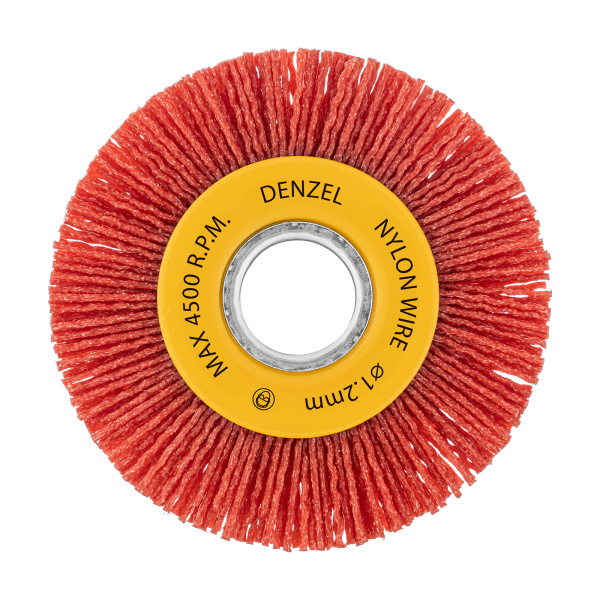 Щетка для УШМ, 100 мм, Плоская, нейлоновая щетина, посадка 22,2 мм Denzel