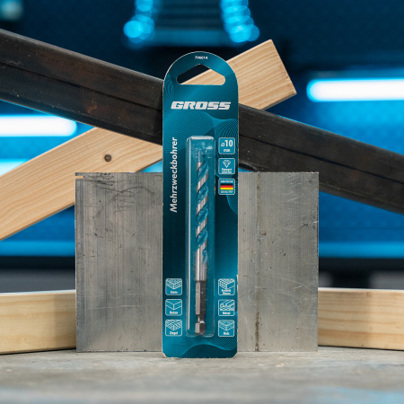 Сверло универсальное, Multipurpose PRO, 6-гр. хвостовик, 10мм Gross