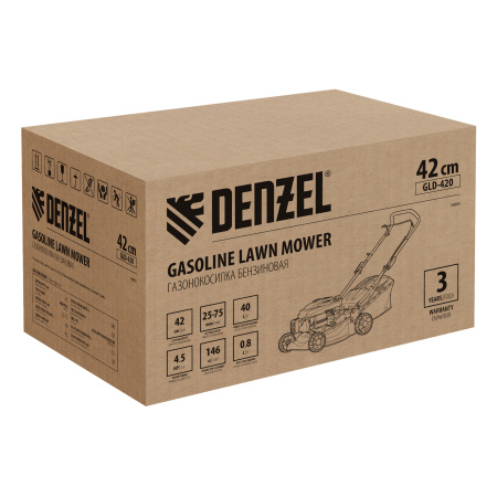 Газонокосилка бензиновая GLD-420, 146 см3, ширина 42 см, 40 л Denzel цена