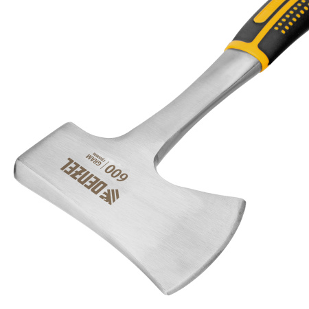 Топор цельнометаллический, 600 г, двухкомпонентная обрезиненная рукоятка, изогнутый хват Denzel цена