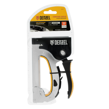 Степлер мебельный, стальной корпус, быстрая загрузка, регул. силы удара, тип 53, 4-14 мм Denzel цена
