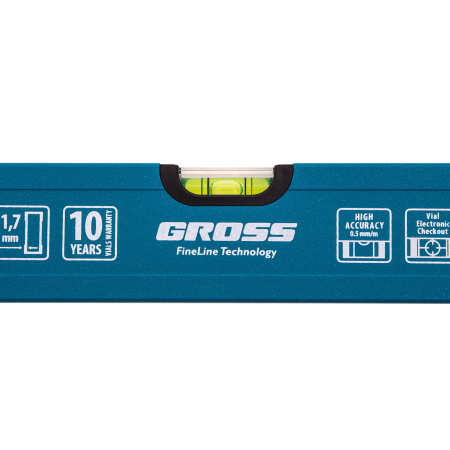 Уровень алюминиевый усиленный, 400 мм, 3 глазка Gross цена