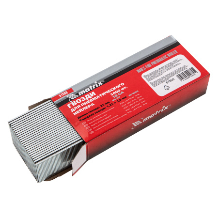 Гвозди для пневматического нейлера, длина 25 мм, ширина 1.25 мм, толщина 1 мм, 5000 шт Matrix цена