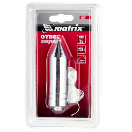 Отвес цилиндрический, 250 г, шнур 5 м Matrix цена
