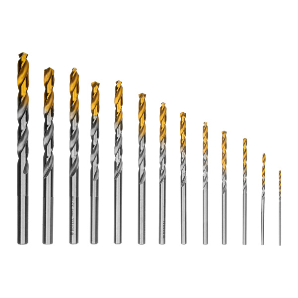 Набор сверл по металлу, 1,5-6,5мм, Р6М5-TiN, Golden Tip, 13 шт Denzel