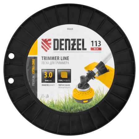 Леска для триммера двухкомпонентная зубчатый квадрат, 3,0мм х 113м, на DIN кат. EXTRA CORD Denzel цена