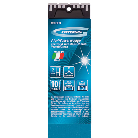 Уровень алюминиевый, 1800 мм, усиленный с ударопрочными заглушками, рукоятки, 3 глазка Gross цена