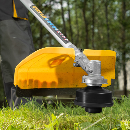 Триммер электрический TE-1220, 1200 Вт, 380 мм, катушка, диск, разборная штанга Denzel цена