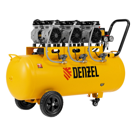 Компрессор безмасляный, малошумный DLS 1800/100,1800 Вт, 3x600, 100 л, 345 л/мин Denzel