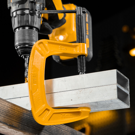 Струбцина G-образная, усиленная, 75 мм Denzel цена