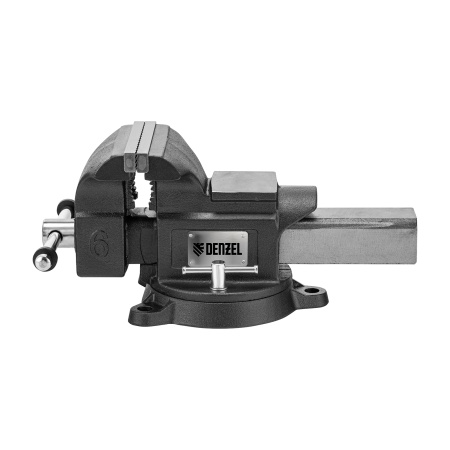 Тиски слесарные BVH-150, 150 мм, поворотные, стальная направляющая, с наковальней //Denzel