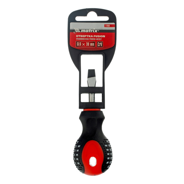 Отвертка Fusion, SL6 х 38 мм, CrV, трехкомпонентная рукоятка "Anti slip" Matrix