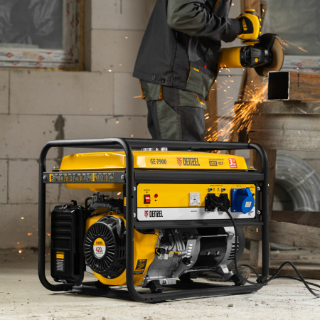 Генератор бензиновый GE 7900, 6.5 кВт, 220 В/50 Гц, 25 л, ручной пуск Denzel