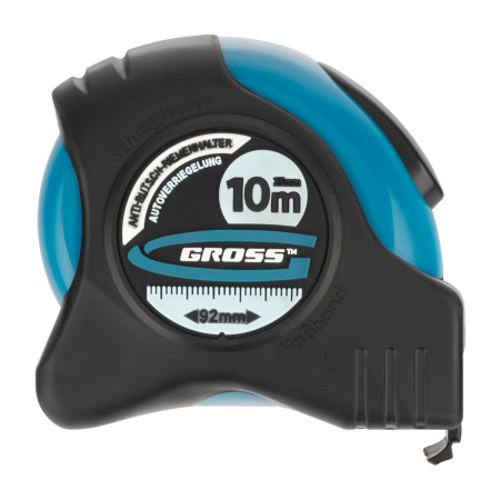 Рулетка "Schlagfest",10 м x 25 мм,магнитный обрезиненный зацеп,двусторонняя шкала,автоматическая фиксация Gross цена