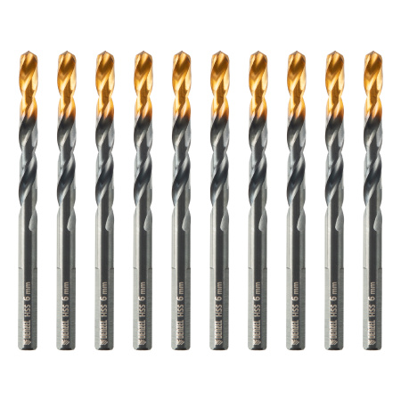 Сверло по металлу, 6 мм, HSS-Tin, Golden Tip, 10 шт. Denzel
