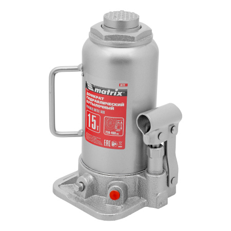 Домкрат гидравлический бутылочный, 15 т, высота подъема 230-460 мм Matrix цена
