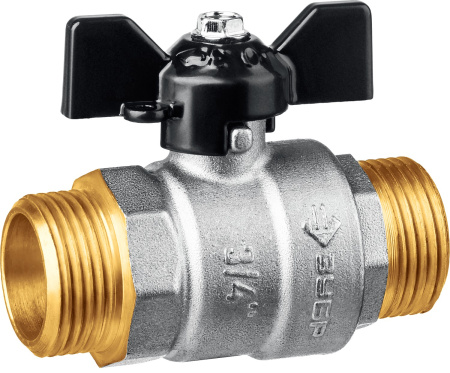 Кран шаровой ЗУБР полнопроходной ″папа-папа″, бабочка, никелированная латунь, 3/4″
