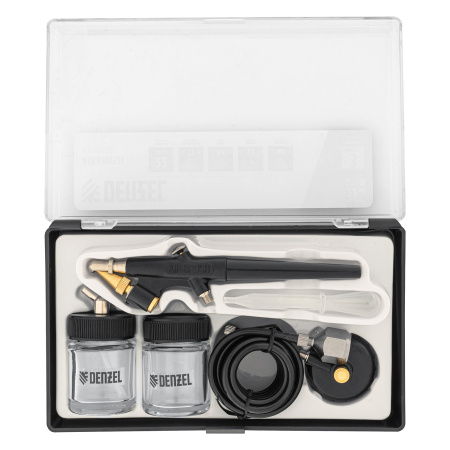 Аэрограф с нижним бачком AB2, 0,8 мм, 22 мл, 11 л/мин Denzel цена