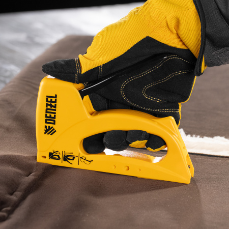 Степлер пластиковый, скобы в комплекте, тип 53, 6-10 мм Denzel цена