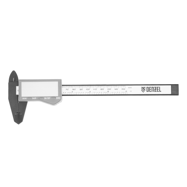 Штангенциркуль пластиковый, 150 мм, электронный, большой дисплей, с глубиномером Denzel цена
