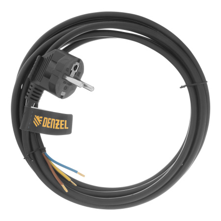 Шнур сетевой Energy Series, ПВС, 3 м, 3 x 1 мм, с неразборной вилкой, черный, Denzel цена