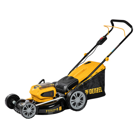 Газонокосилка аккумуляторная бесщеточная RLM450-36, Li-ion, 36 В, 4 Ач, 450 мм, травосборник 40 л Denzel цена