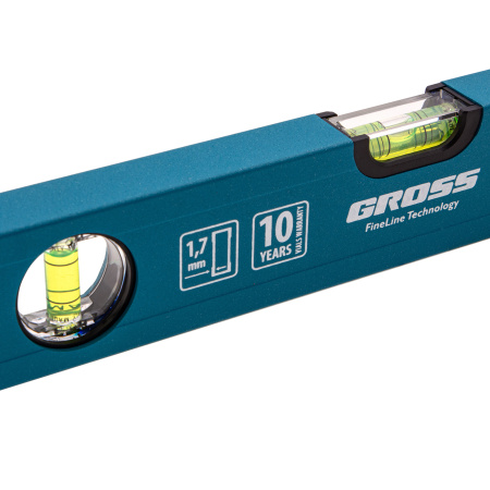 Уровень алюминиевый усиленный, 400 мм, 3 глазка Gross цена