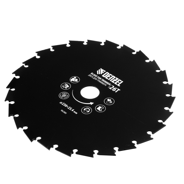 Диск для триммера c долотообразной формой зуба, 230 х 25,4 26 зубов Denzel цена