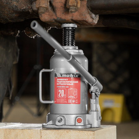 Домкрат гидравлический бутылочный, 20 т, высота подъема 242-452 мм Matrix цена