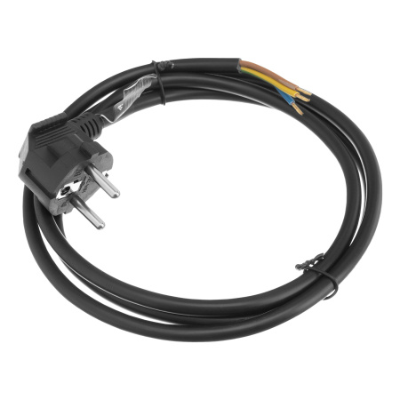 Шнур сетевой Energy Series, ПВС, 1,5 м, 3 x 1,5 мм, с неразборной вилкой, черный, Denzel цена