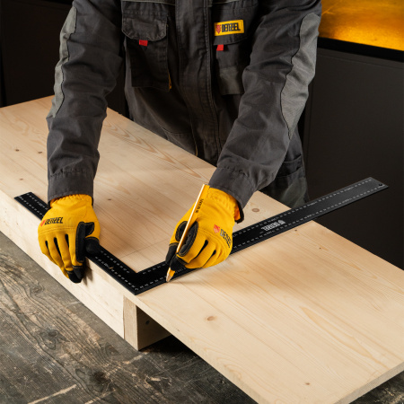 Угольник, 400 х 600 мм, алюминиевый, лазерная гравировка Denzel цена