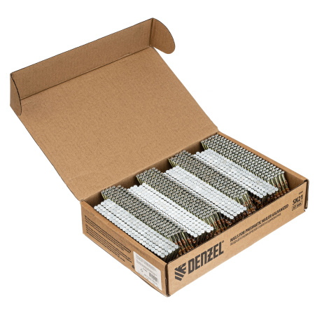 Гвозди для пнев. нейлера (оцинк.) длина - 65 мм, диам. - 2,9 мм, 2000 шт. Denzel цена