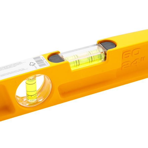 Уровень литой, 600 мм, 2 глазка, ударные площадки Denzel цена