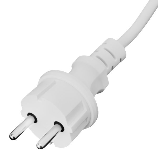 Шнур сетевой Energy Series, ПВС, 1,5 м, 2 x 1,5 мм, с неразборной вилкой, белый, Denzel цена