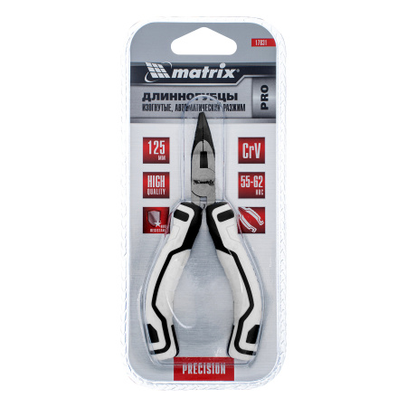 Длинногубцы Mini, 125 мм, изогнутые, авторазжим, Pro Matrix