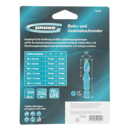Набор сверл-метчиков, М4-М12, Co5% // Gross