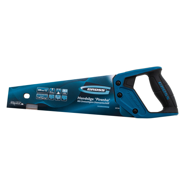 Ножовка по дереву "PIRANHA", 300 мм, 7 TPI, 3D-зуб, тефлоновое покрытие полотна, двухкомпонентная рукоятка Gross цена