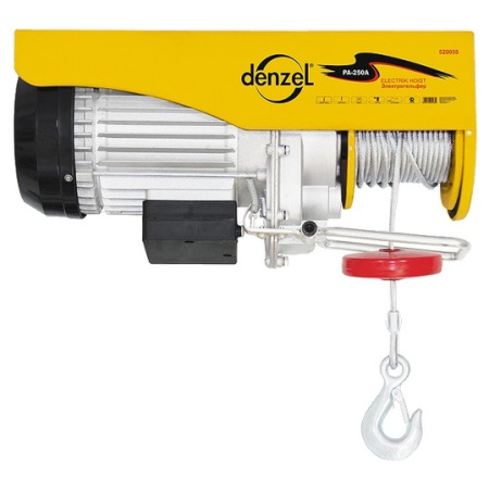 Тельфер электрический, 0.5/1 т, 1600 Вт, высота 6/12 м Denzel цена