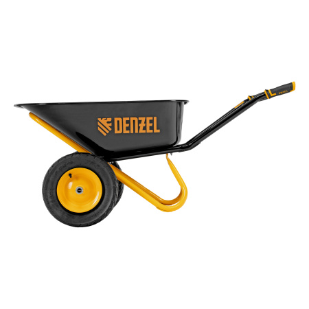 Тачка строительная, усиленная, объем 120 л, 350 кг, двухколесная, колесо 16х4.00-8 Denzel цена