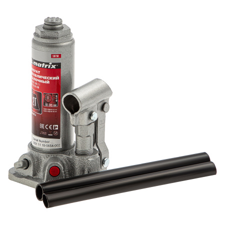 Домкрат гидравлический бутылочный, 2 т, высота подъема 181-345 мм, в пластиковый кейсе Matrix цена