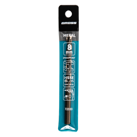 Сверло спиральное по металлу, 8 мм, HSS-Co Gross