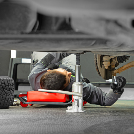 Домкрат гидравлический бутылочный, 5 т, h подъема 197-382 мм, в пластиковом кейсе Matrix цена