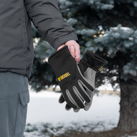 Перчатки универсальные, искусственный мех, работа с сенсорным экраном, размер 9 Denzel