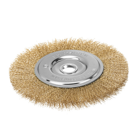 Щетка для УШМ, 200 мм, посадка 22.2 мм, плоская, латунированная витая проволока Matrix