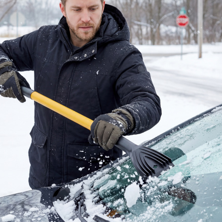 Щетка-сметка со скребком, телескоп, поворотная голова, водосгон 950-1320 мм Denzel цена