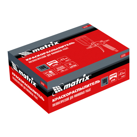 Краскораспылитель пневматический для финишных работ с верхним бачком V 0,1 л, сопло D 0.5 мм Matrix цена